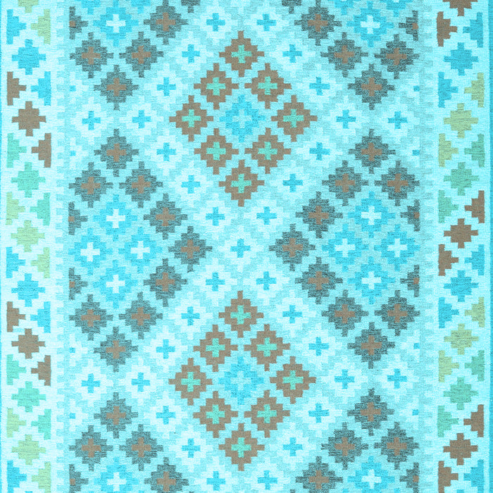 Machine Washable Southwestern Light Blue Country Rug, wshcon2084lblu