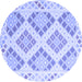 Round Machine Washable Southwestern Blue Country Rug, wshcon2084blu