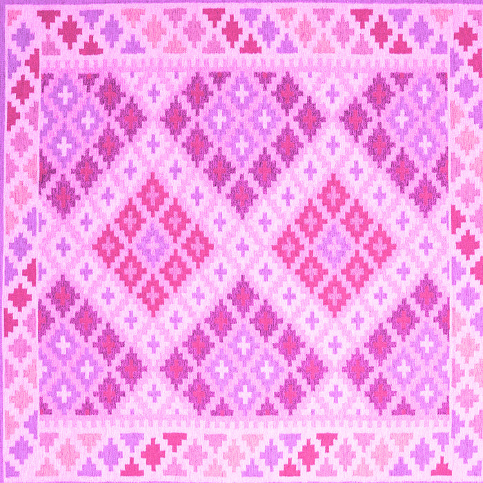 Square Machine Washable Southwestern Pink Country Rug, wshcon2084pnk