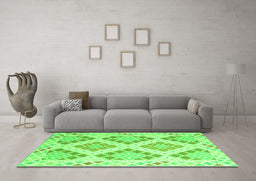Machine Washable Southwestern Green Country Area Rugs in a Living Room,, wshcon2084grn