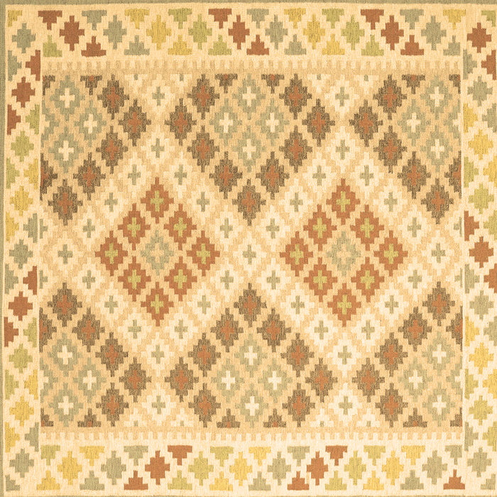 Square Machine Washable Southwestern Brown Country Rug, wshcon2084brn