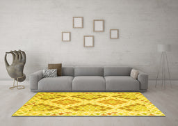 Machine Washable Southwestern Yellow Country Rug in a Living Room, wshcon2084yw
