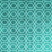 Square Machine Washable Abstract Turquoise Contemporary Area Rugs, wshcon2085turq