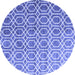 Round Abstract Blue Contemporary Rug, con2085blu