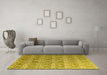 Machine Washable Abstract Yellow Contemporary Rug in a Living Room, wshcon2085yw