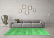 Machine Washable Abstract Green Contemporary Area Rugs in a Living Room,, wshcon2085grn