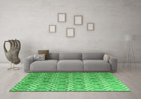 Machine Washable Abstract Green Contemporary Rug, wshcon2085grn