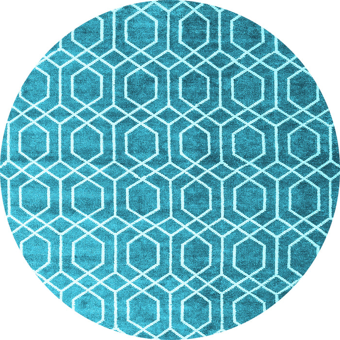 Round Abstract Light Blue Contemporary Rug, con2085lblu