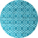 Round Abstract Light Blue Contemporary Rug, con2085lblu