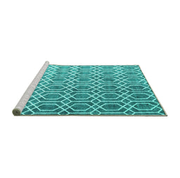 Sideview of Machine Washable Abstract Turquoise Contemporary Area Rugs, wshcon2085turq