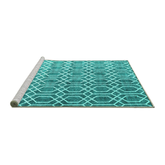 Sideview of Machine Washable Abstract Turquoise Contemporary Area Rugs, wshcon2085turq