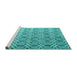 Sideview of Machine Washable Abstract Turquoise Contemporary Area Rugs, wshcon2085turq