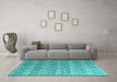 Machine Washable Abstract Turquoise Contemporary Area Rugs in a Living Room,, wshcon2085turq