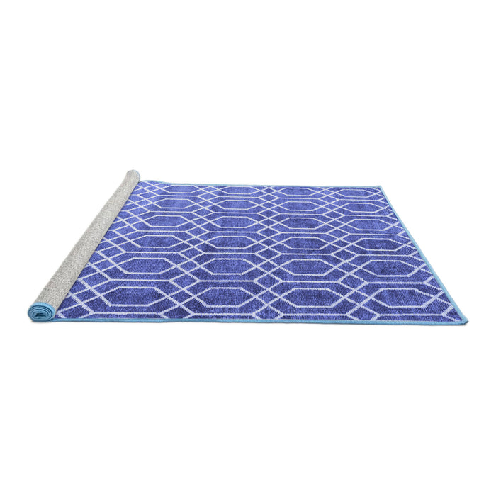 Sideview of Machine Washable Abstract Blue Contemporary Rug, wshcon2085blu