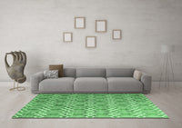 Machine Washable Abstract Emerald Green Contemporary Rug, wshcon2085emgrn