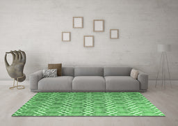 Machine Washable Abstract Emerald Green Contemporary Area Rugs in a Living Room,, wshcon2085emgrn