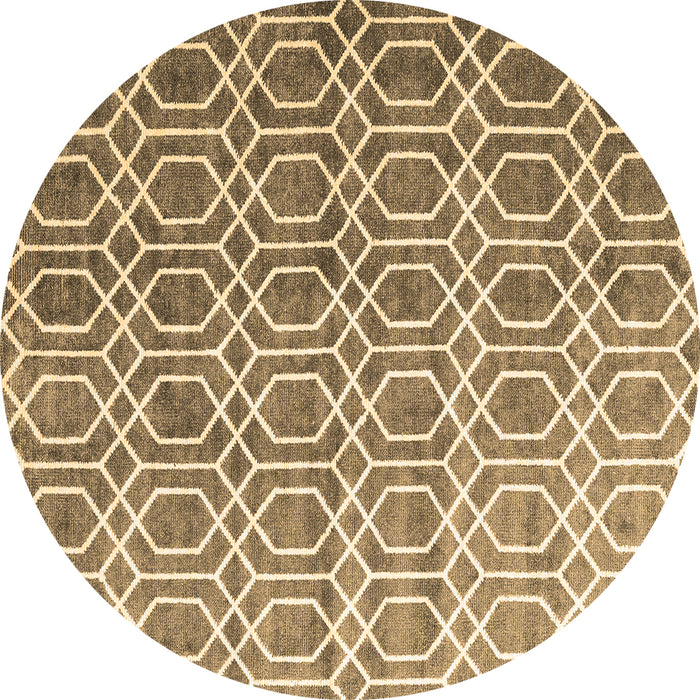 Round Machine Washable Abstract Brown Contemporary Rug, wshcon2085brn