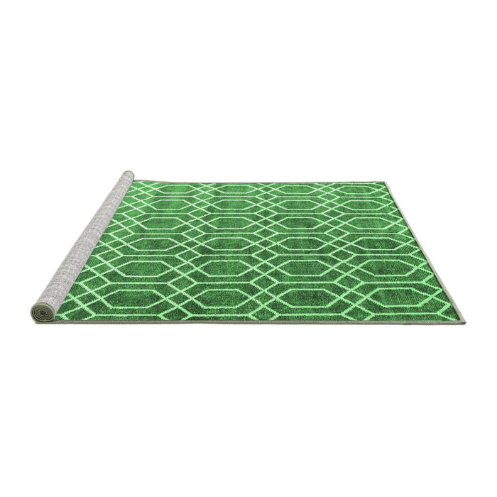 Sideview of Machine Washable Abstract Emerald Green Contemporary Area Rugs, wshcon2085emgrn