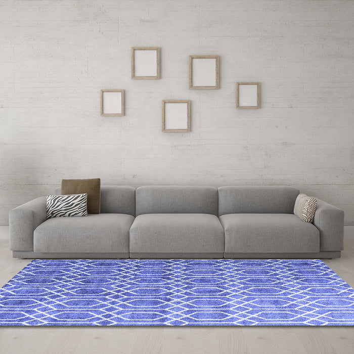 Machine Washable Abstract Blue Contemporary Rug in a Living Room, wshcon2085blu