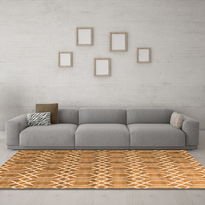 Machine Washable Abstract Orange Contemporary Area Rugs in a Living Room, wshcon2085org