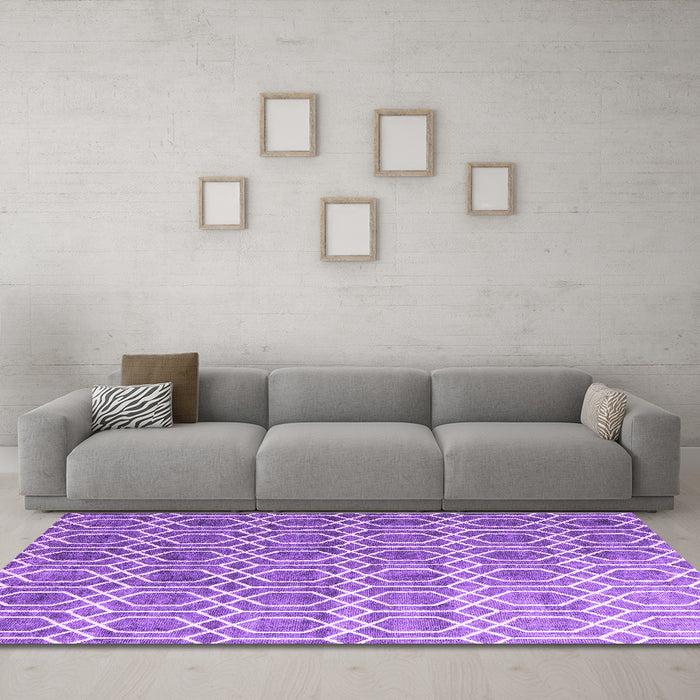 Machine Washable Abstract Purple Contemporary Area Rugs in a Living Room, wshcon2085pur