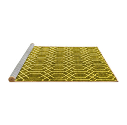 Sideview of Machine Washable Abstract Yellow Contemporary Rug, wshcon2085yw