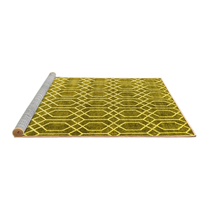 Sideview of Machine Washable Abstract Yellow Contemporary Rug, wshcon2085yw
