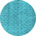 Round Machine Washable Abstract Light Blue Contemporary Rug, wshcon2086lblu