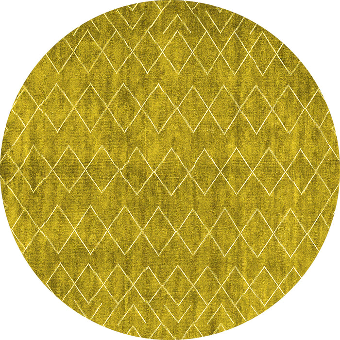 Round Abstract Yellow Contemporary Rug, con2086yw