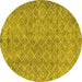 Round Abstract Yellow Contemporary Rug, con2086yw