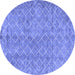 Round Machine Washable Abstract Blue Contemporary Rug, wshcon2086blu