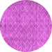 Round Machine Washable Abstract Pink Contemporary Rug, wshcon2086pnk