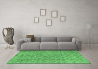 Machine Washable Abstract Emerald Green Contemporary Rug, wshcon2086emgrn