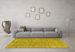 Machine Washable Abstract Yellow Contemporary Rug in a Living Room, wshcon2086yw