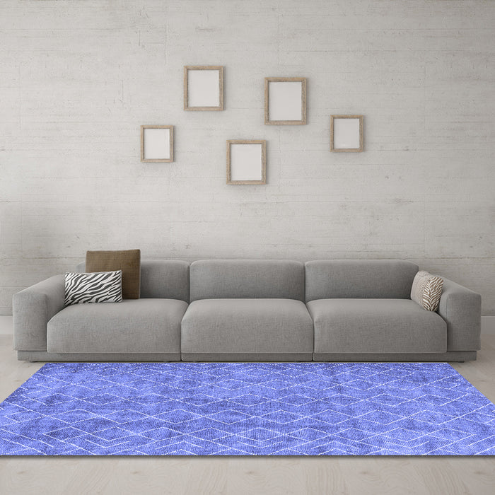 Machine Washable Abstract Blue Contemporary Rug in a Living Room, wshcon2086blu