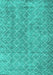 Machine Washable Abstract Turquoise Contemporary Area Rugs, wshcon2086turq