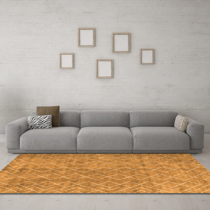 Machine Washable Abstract Orange Contemporary Area Rugs in a Living Room, wshcon2086org