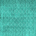 Square Machine Washable Abstract Turquoise Contemporary Area Rugs, wshcon2086turq