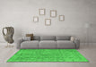 Machine Washable Abstract Green Contemporary Area Rugs in a Living Room,, wshcon2086grn