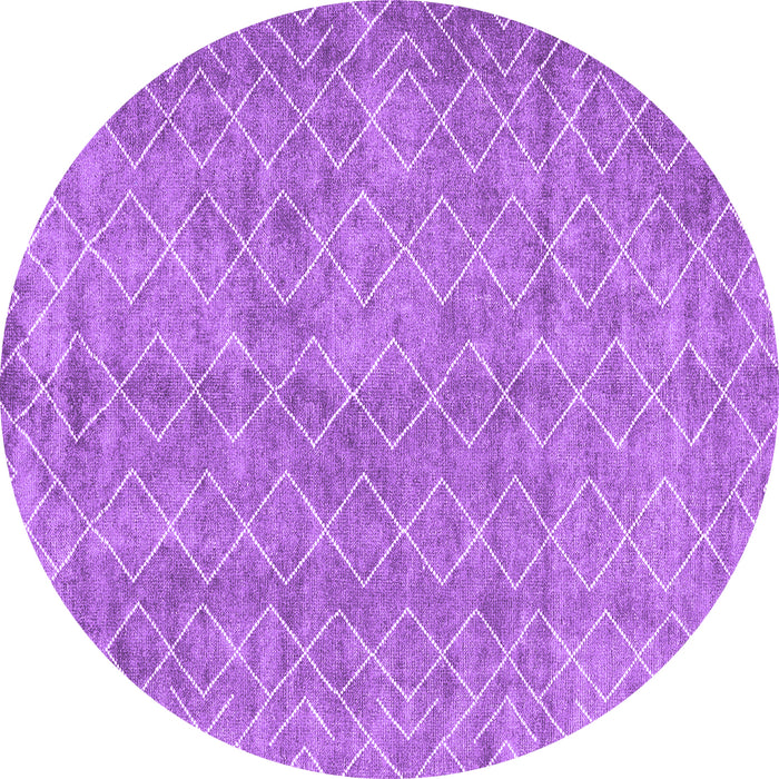 Round Machine Washable Abstract Purple Contemporary Area Rugs, wshcon2086pur