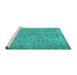 Sideview of Machine Washable Abstract Turquoise Contemporary Area Rugs, wshcon2086turq