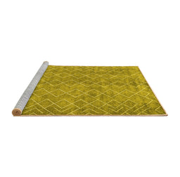 Sideview of Machine Washable Abstract Yellow Contemporary Rug, wshcon2086yw