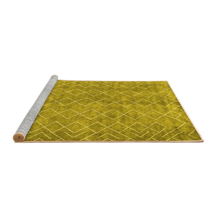 Sideview of Machine Washable Abstract Yellow Contemporary Rug, wshcon2086yw