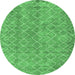 Round Abstract Emerald Green Contemporary Rug, con2086emgrn