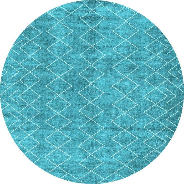 Round Abstract Light Blue Contemporary Rug, con2086lblu