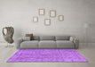 Machine Washable Abstract Purple Contemporary Area Rugs in a Living Room, wshcon2086pur