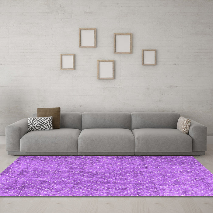 Machine Washable Abstract Purple Contemporary Area Rugs in a Living Room, wshcon2086pur