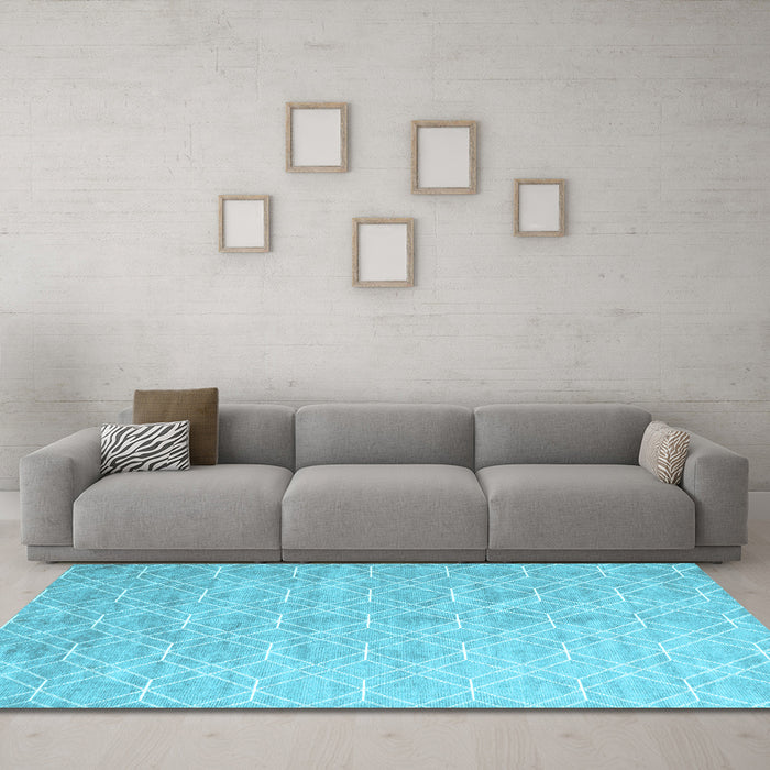 Machine Washable Abstract Light Blue Contemporary Rug in a Living Room, wshcon2087lblu