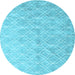 Round Abstract Light Blue Contemporary Rug, con2087lblu