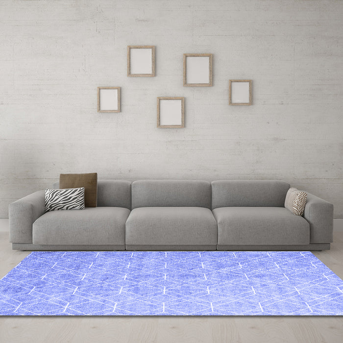 Machine Washable Abstract Blue Contemporary Rug in a Living Room, wshcon2087blu